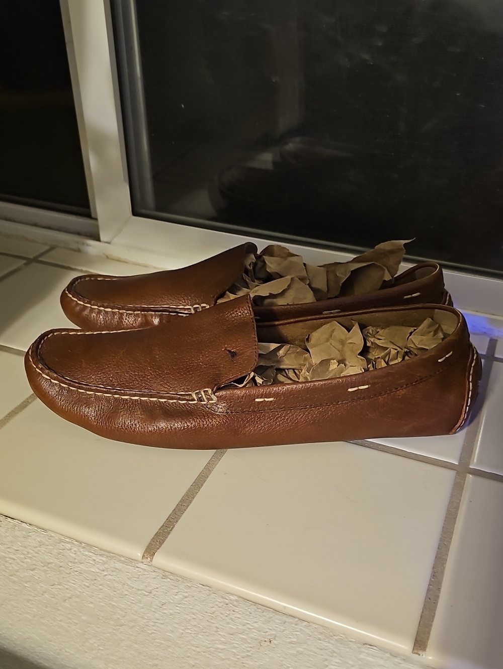 Tommy Bahama Size 13 Men's Brown Leather Driving Moccasins
